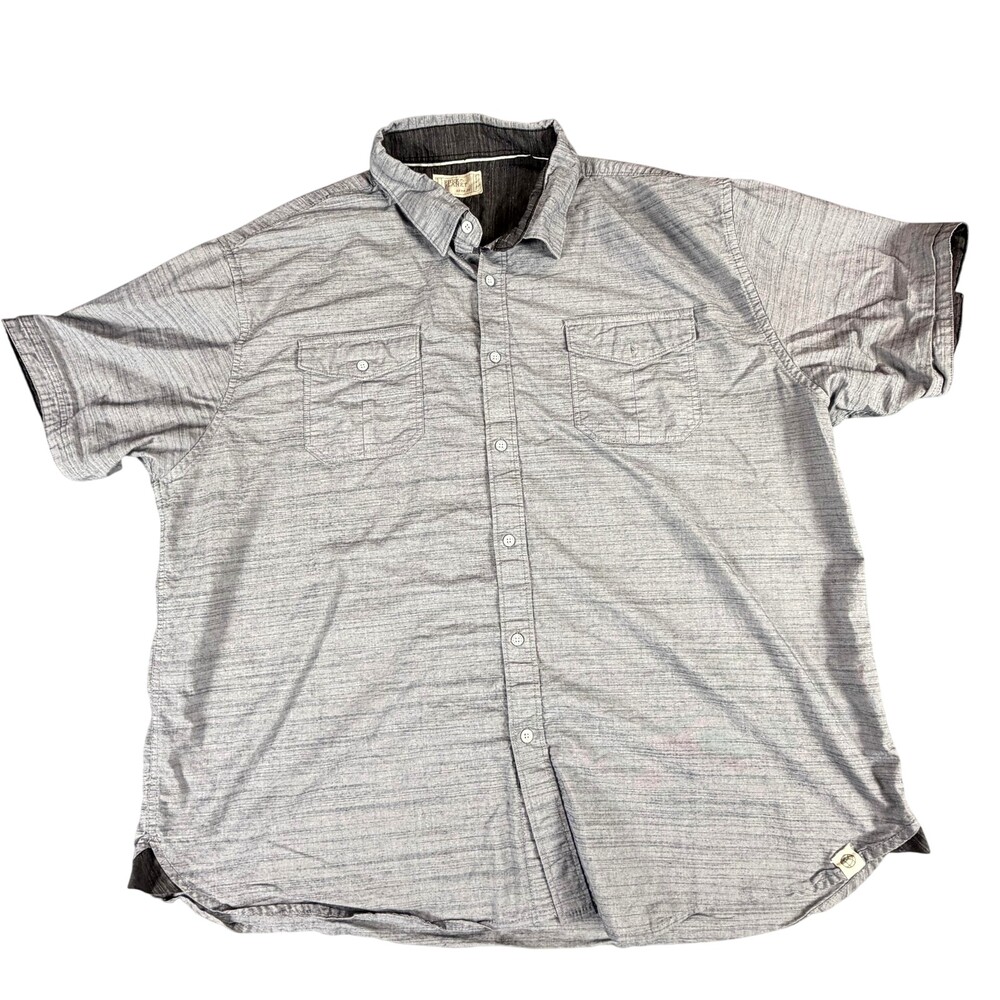 Free Planet Shirt Mens 3XL Gray Check Stretch Short Sleeve Button Front Casual